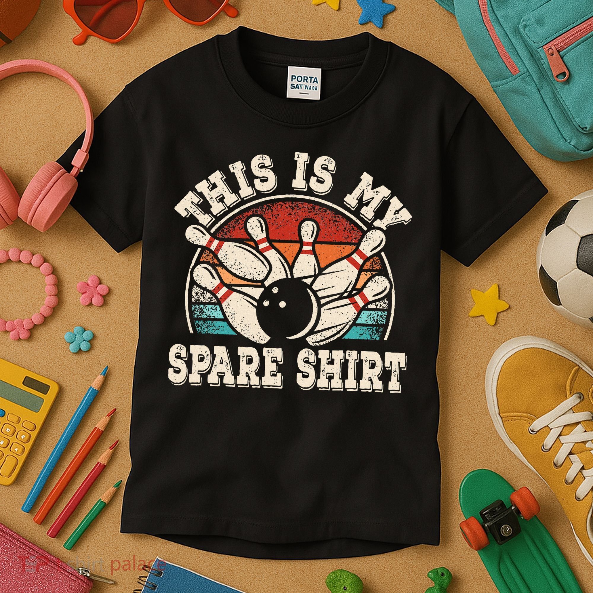 Funny Bowling Lover Bowler Retro This Is My Spare Kids T-Shirt