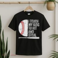 Funny Baseball Mom I Teach My To Hit And Steal T-Shirt thumb 2