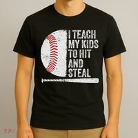 Funny Baseball Mom I Teach My To Hit And Steal T-Shirt thumb 3