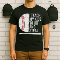 Funny Baseball Mom I Teach My To Hit And Steal T-Shirt thumb 6