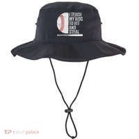 Funny Baseball Mom I Teach My To Hit And Steal Bucket Hat thumb 0