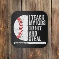 Funny Baseball Mom I Teach My To Hit And Steal Coaster thumb 0