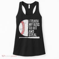Funny Baseball Mom I Teach My To Hit And Steal Women's Tank Top thumb 0
