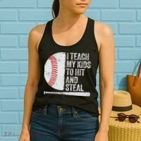 Funny Baseball Mom I Teach My To Hit And Steal Women's Tank Top thumb 2