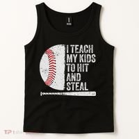 Funny Baseball Mom I Teach My To Hit And Steal Tank Top thumb 2