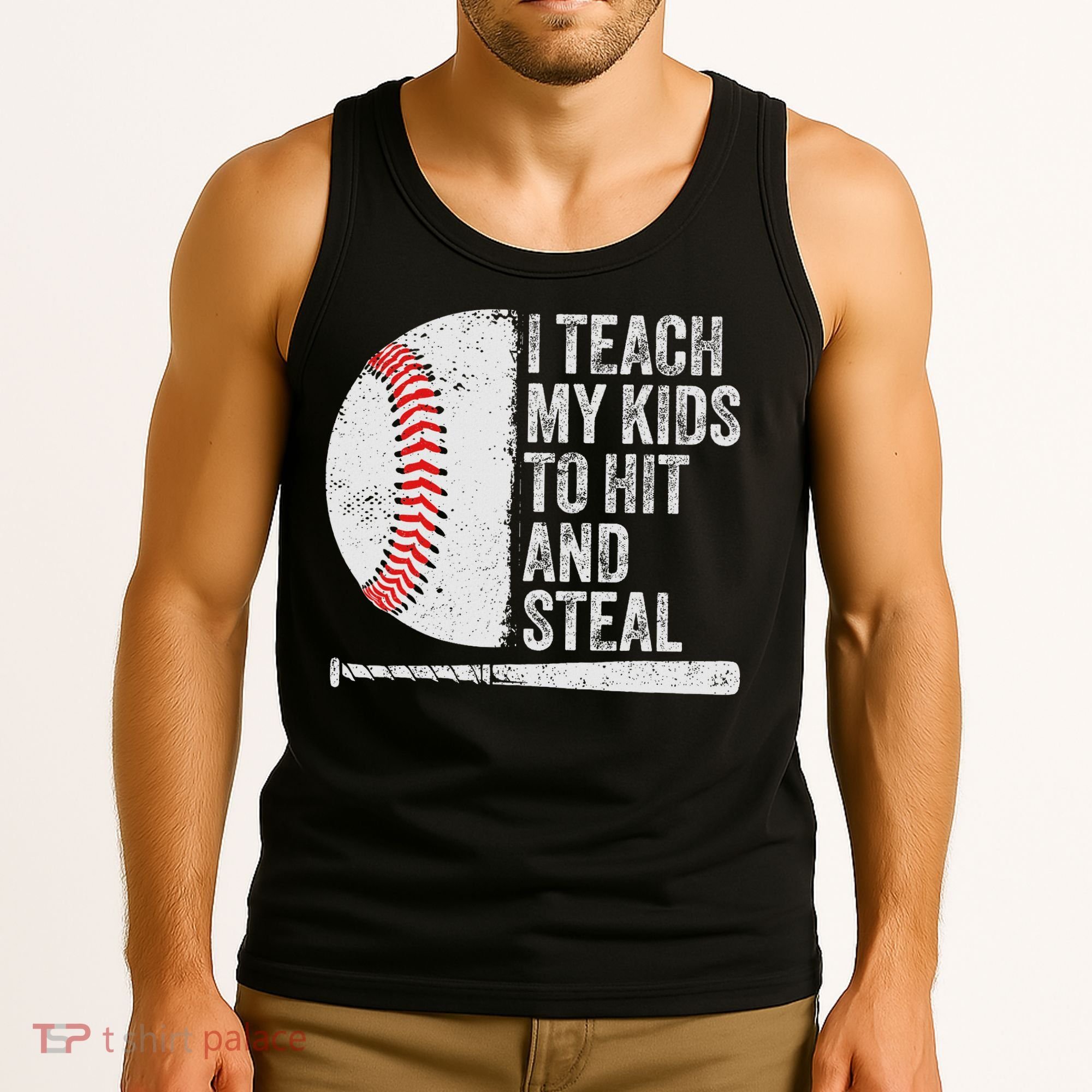 Funny Baseball Mom I Teach My To Hit And Steal Tank Top