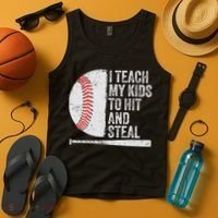Funny Baseball Mom I Teach My To Hit And Steal Tank Top thumb 4