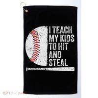 Funny Baseball Mom I Teach My To Hit And Steal Golf Towel thumb 0