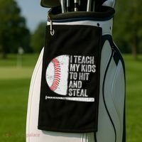 Funny Baseball Mom I Teach My To Hit And Steal Golf Towel thumb 2
