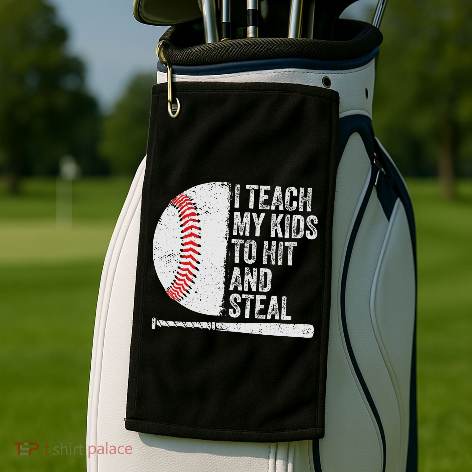 Funny Baseball Mom I Teach My To Hit And Steal Golf Towel