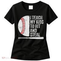 Funny Baseball Mom I Teach My To Hit And Steal Women's T-Shirt thumb 0
