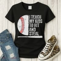 Funny Baseball Mom I Teach My To Hit And Steal Women's T-Shirt thumb 3