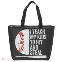 Funny Baseball Mom I Teach My To Hit And Steal Tote Bag thumb 0