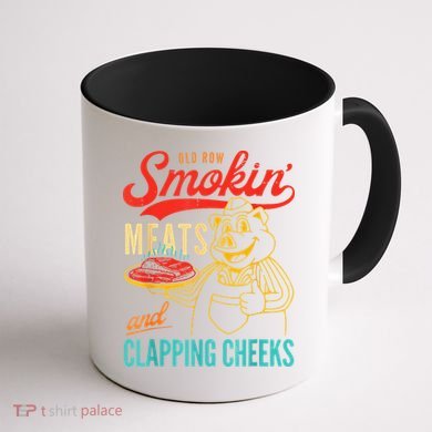 Funny Bbq Meat Groovy Smoking Meats And Clapping Cheeks Coffee Mug back