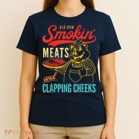Funny Bbq Meat Groovy Smoking Meats And Clapping Cheeks T-Shirt thumb 4