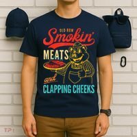 Funny Bbq Meat Groovy Smoking Meats And Clapping Cheeks T-Shirt thumb 6