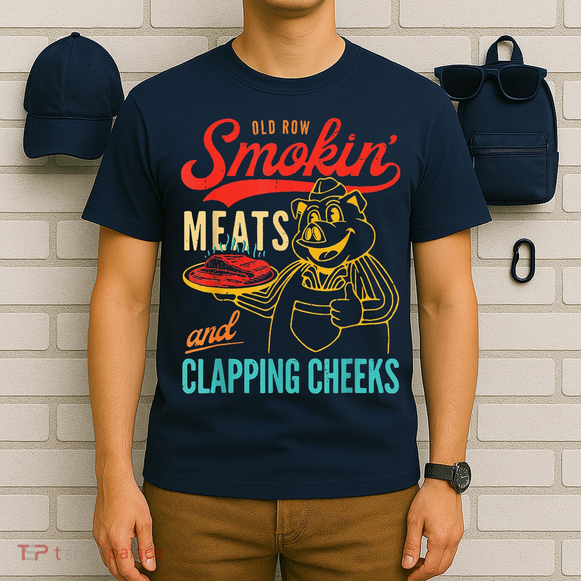Funny Bbq Meat Groovy Smoking Meats And Clapping Cheeks T-Shirt