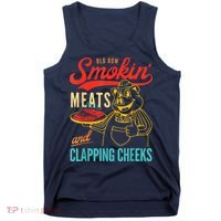 Funny Bbq Meat Groovy Smoking Meats And Clapping Cheeks Tank Top thumb 0