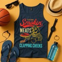 Funny Bbq Meat Groovy Smoking Meats And Clapping Cheeks Tank Top thumb 4