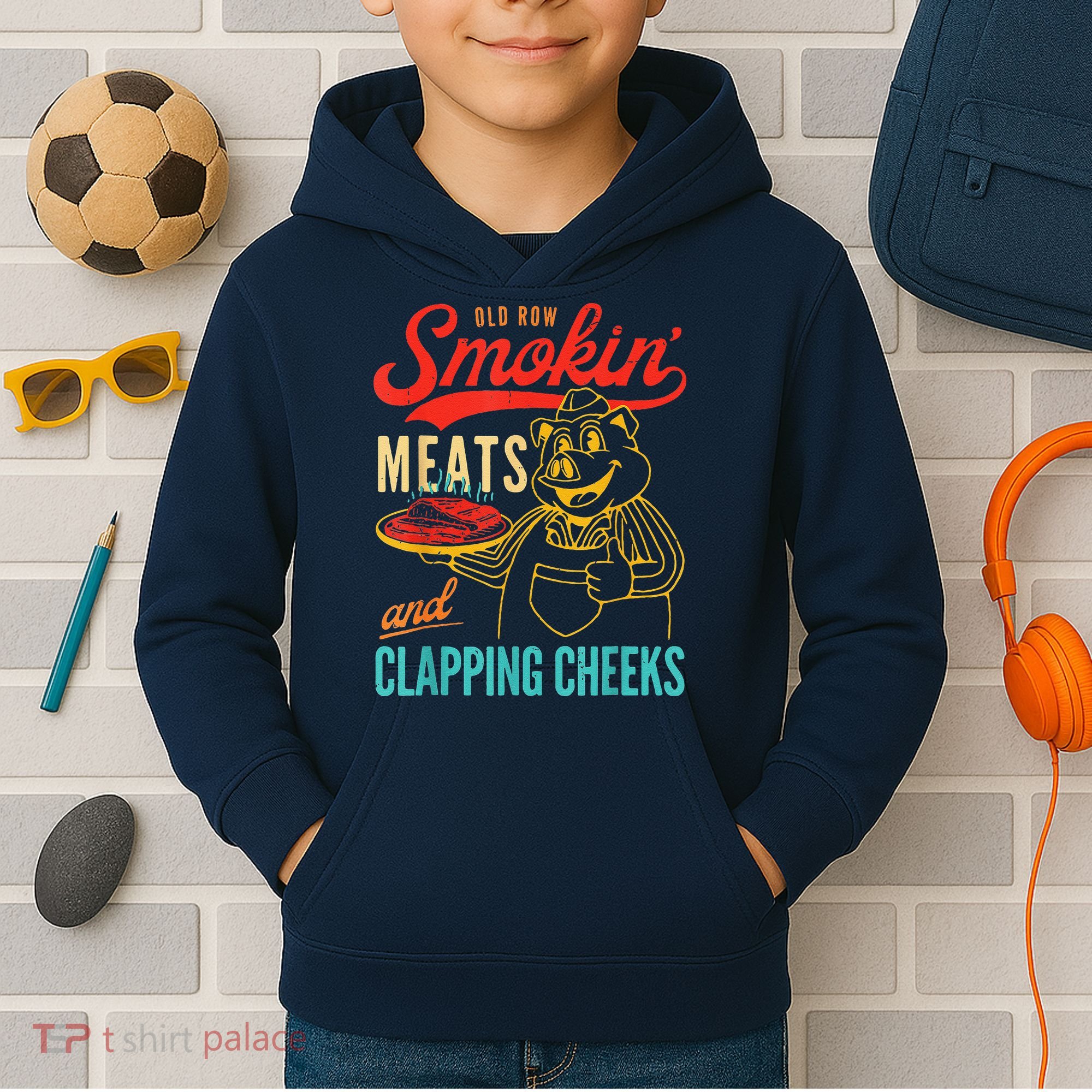 Funny Bbq Meat Groovy Smoking Meats And Clapping Cheeks Kids Hoodie