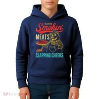 Funny Bbq Meat Groovy Smoking Meats And Clapping Cheeks Kids Hoodie thumb 4