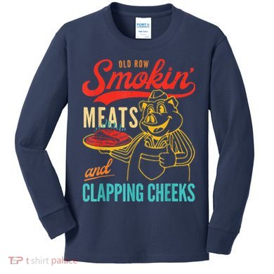 Funny Bbq Meat Groovy Smoking Meats And Clapping Cheeks Kids Long Sleeve Shirt