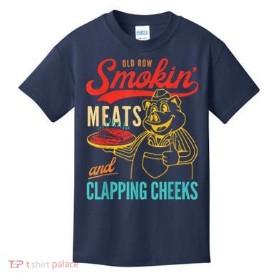 Funny Bbq Meat Groovy Smoking Meats And Clapping Cheeks Kids T-Shirt