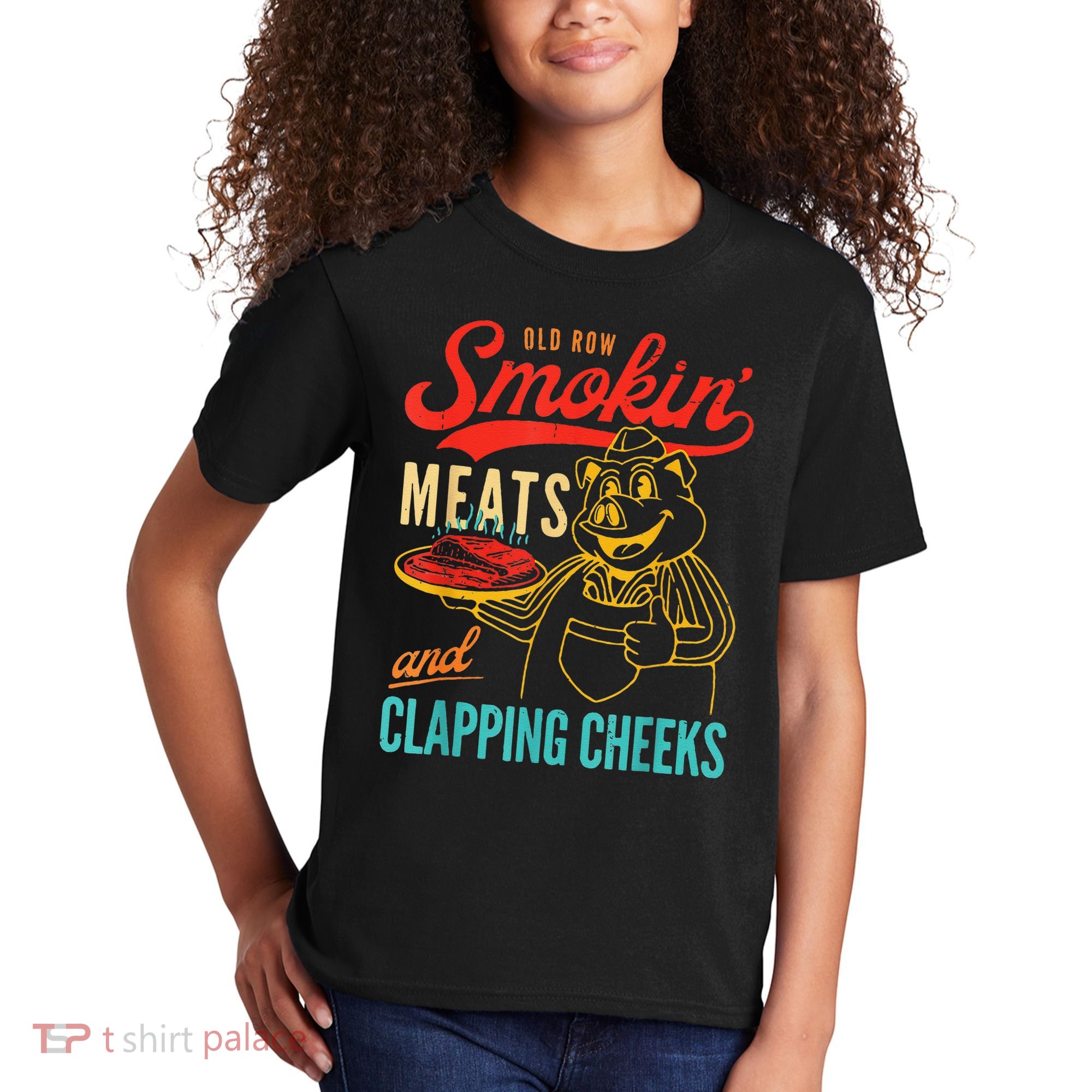 Funny Bbq Meat Groovy Smoking Meats And Clapping Cheeks Kids T-Shirt