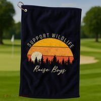 Funny Busy Mom Raising Boy Wildlife Novelty Gift Golf Towel thumb 1