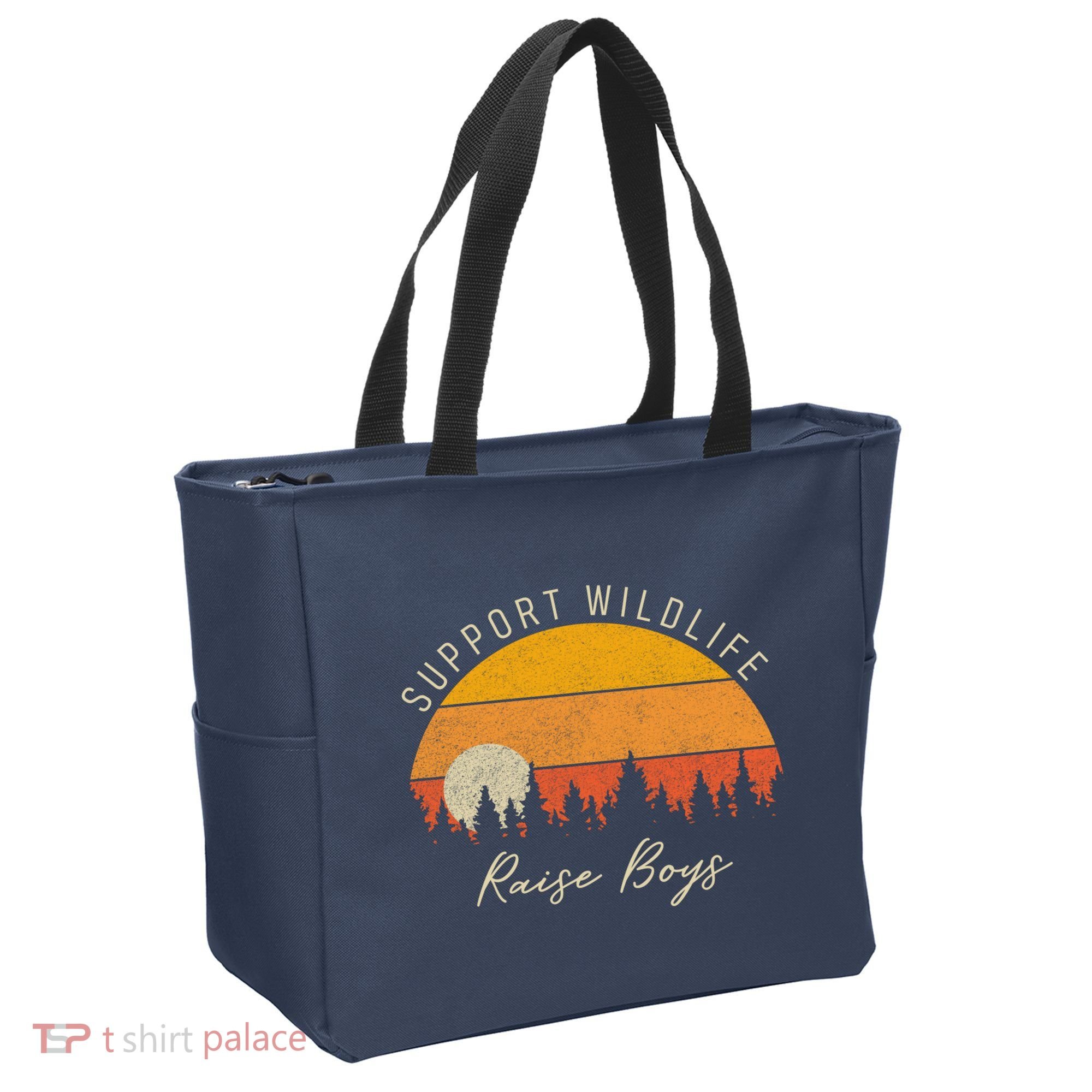 Funny Busy Mom Raising Boy Wildlife Novelty Gift Tote Bag