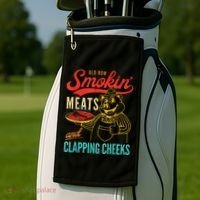 Funny Bbq Meat Groovy Smoking Fun Golf Towel thumb 2