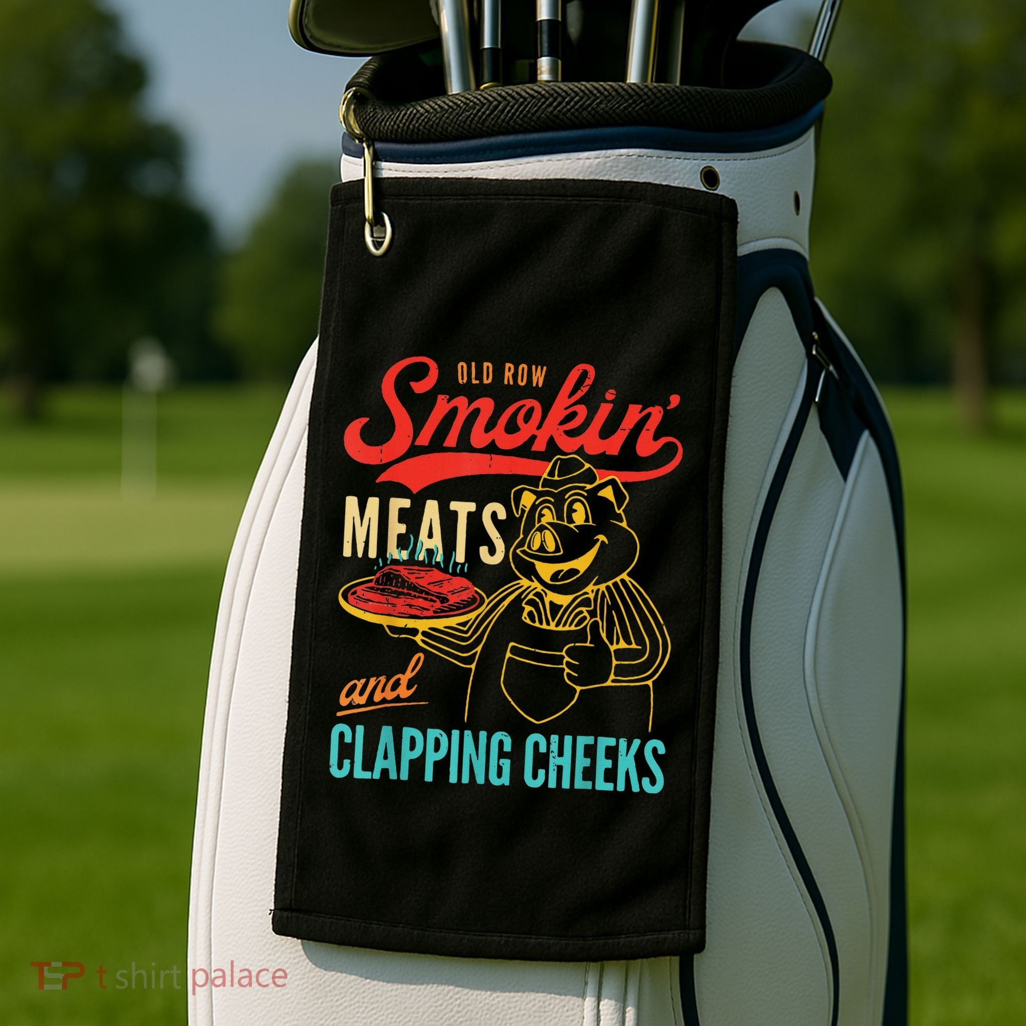 Funny Bbq Meat Groovy Smoking Fun Golf Towel