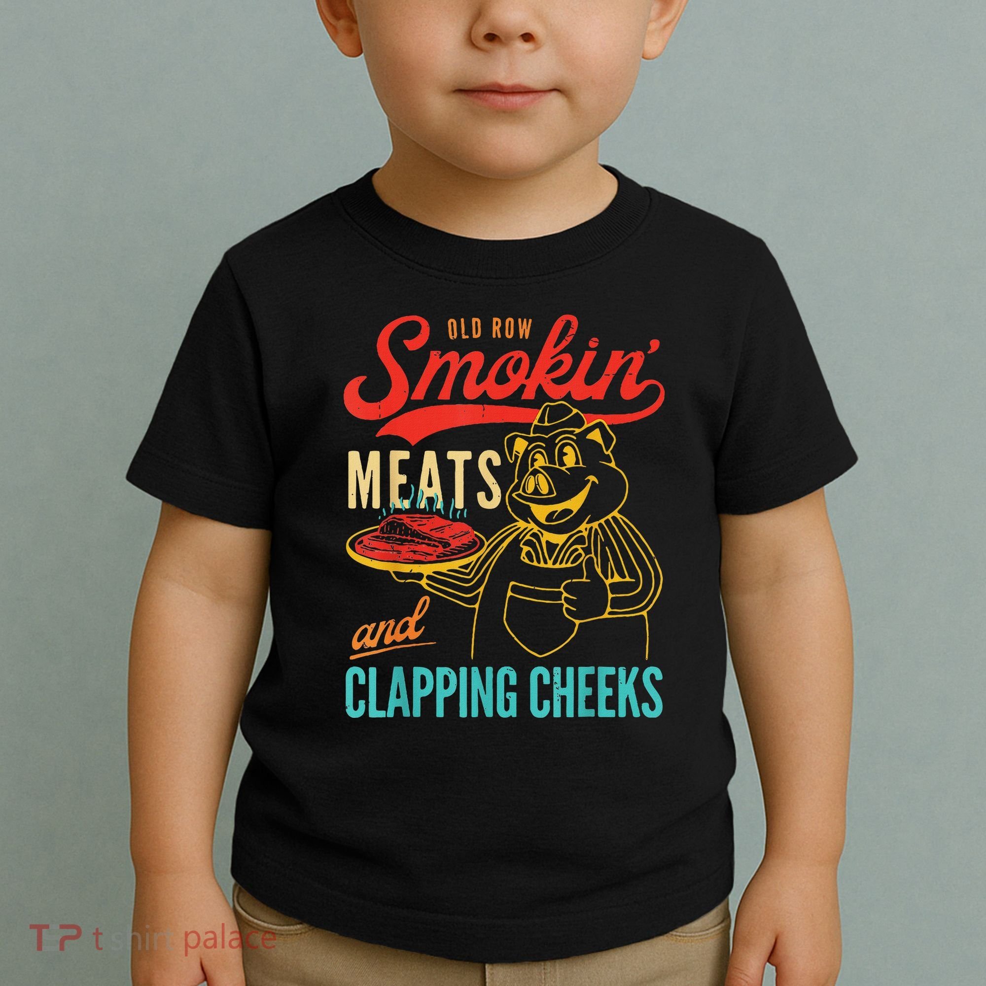 Funny Bbq Meat Groovy Smoking Fun Toddler T-Shirt
