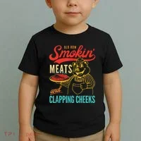 Funny Bbq Meat Groovy Smoking Fun Toddler T-Shirt thumb 2
