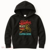 Funny Bbq Meat Groovy Smoking Fun Kids Hoodie thumb 0