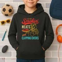 Funny Bbq Meat Groovy Smoking Fun Kids Hoodie thumb 2