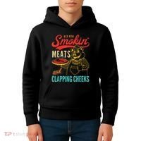 Funny Bbq Meat Groovy Smoking Fun Kids Hoodie thumb 4