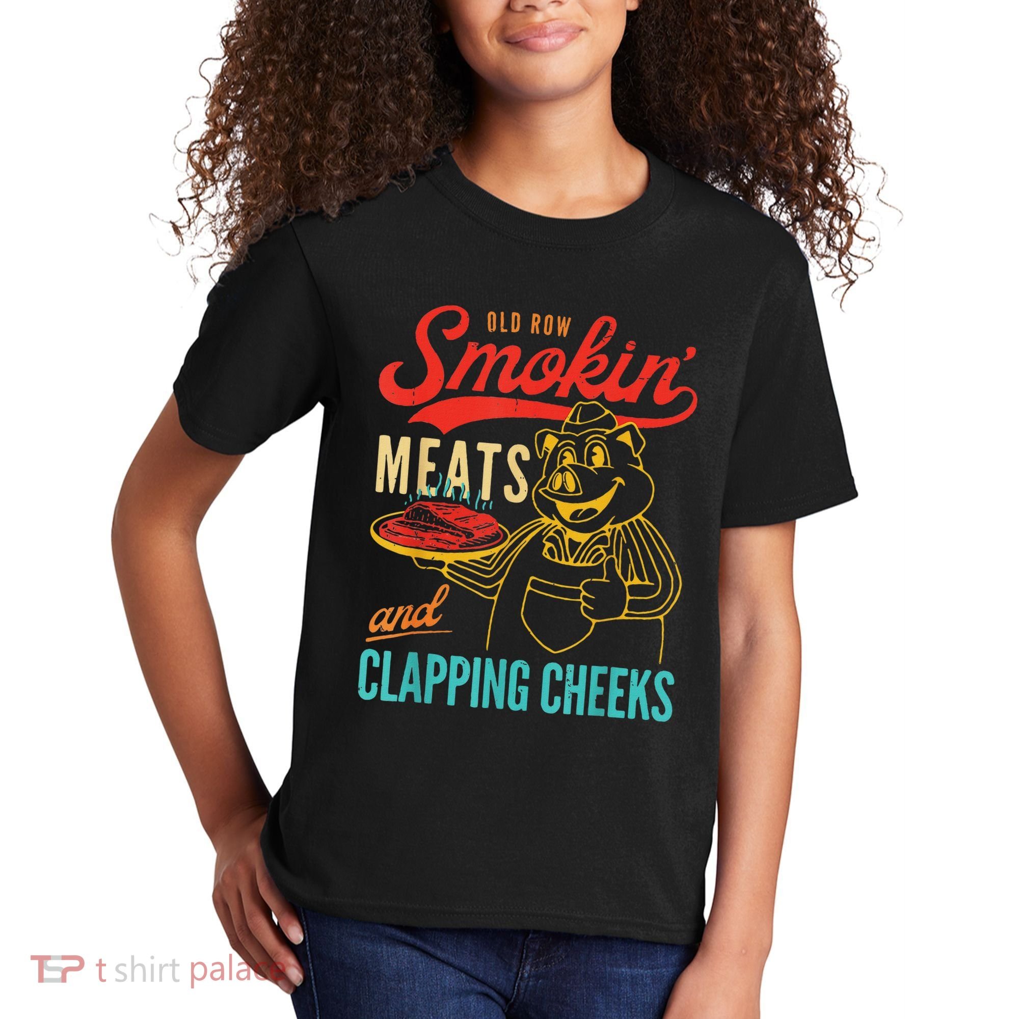Funny Bbq Meat Groovy Smoking Fun Kids T-Shirt