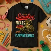Funny Bbq Meat Groovy Smoking Fun Kids T-Shirt thumb 3