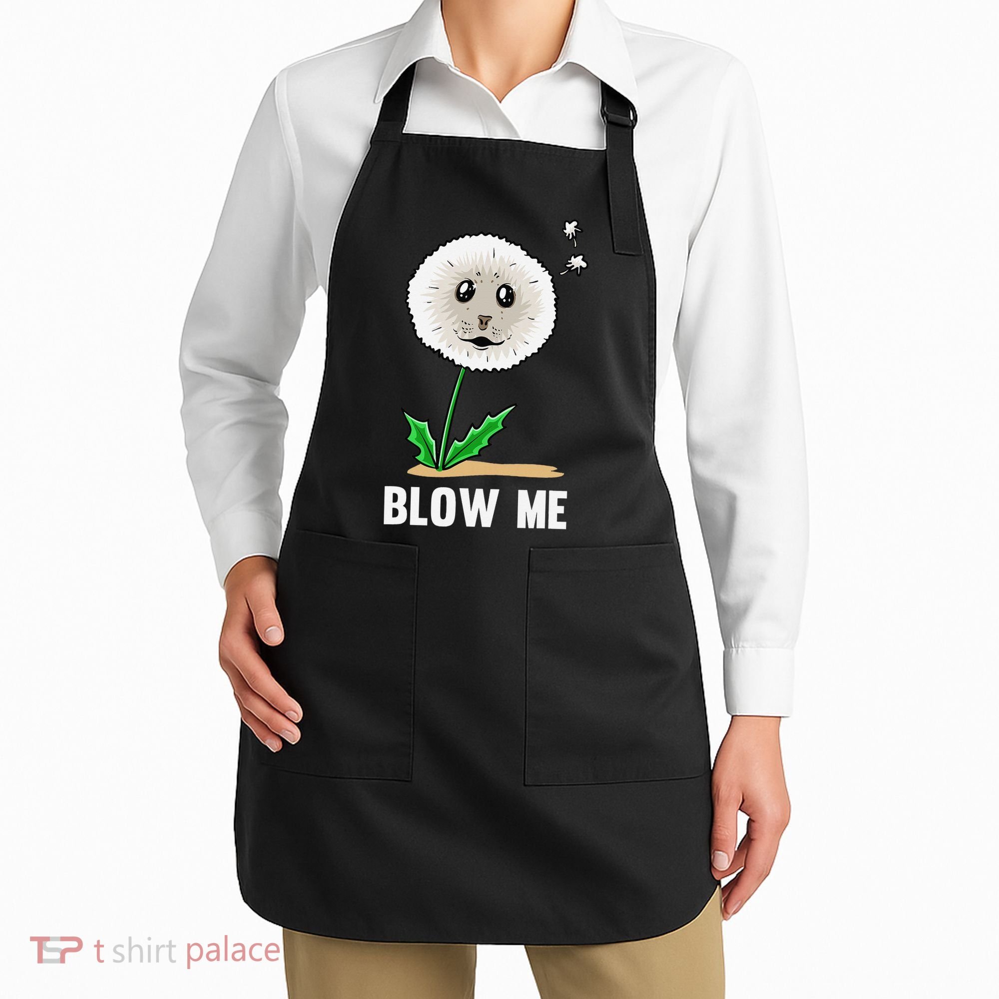 Funny Blow Me Seal Face Dandelion Meme Apron