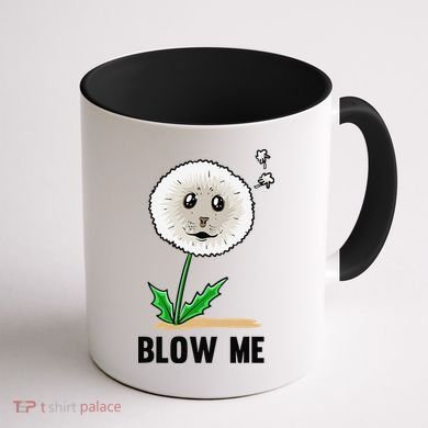 Funny Blow Me Seal Face Dandelion Meme Coffee Mug back