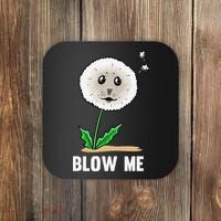 Funny Blow Me Seal Face Dandelion Meme Coaster thumb 0