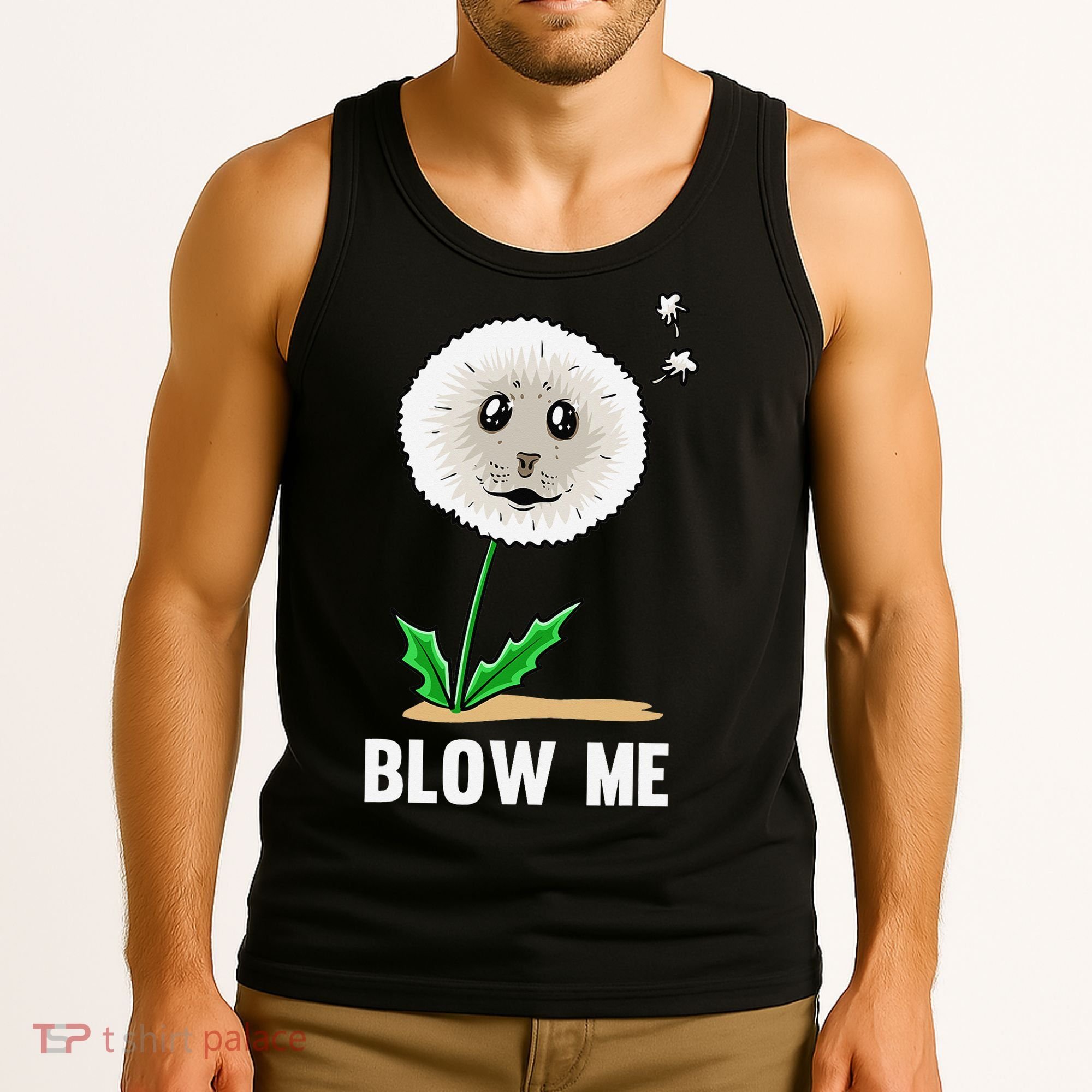 Funny Blow Me Seal Face Dandelion Meme Tank Top