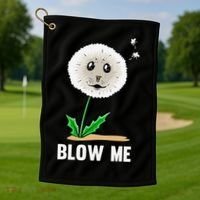 Funny Blow Me Seal Face Dandelion Meme Golf Towel thumb 1