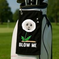 Funny Blow Me Seal Face Dandelion Meme Golf Towel thumb 2