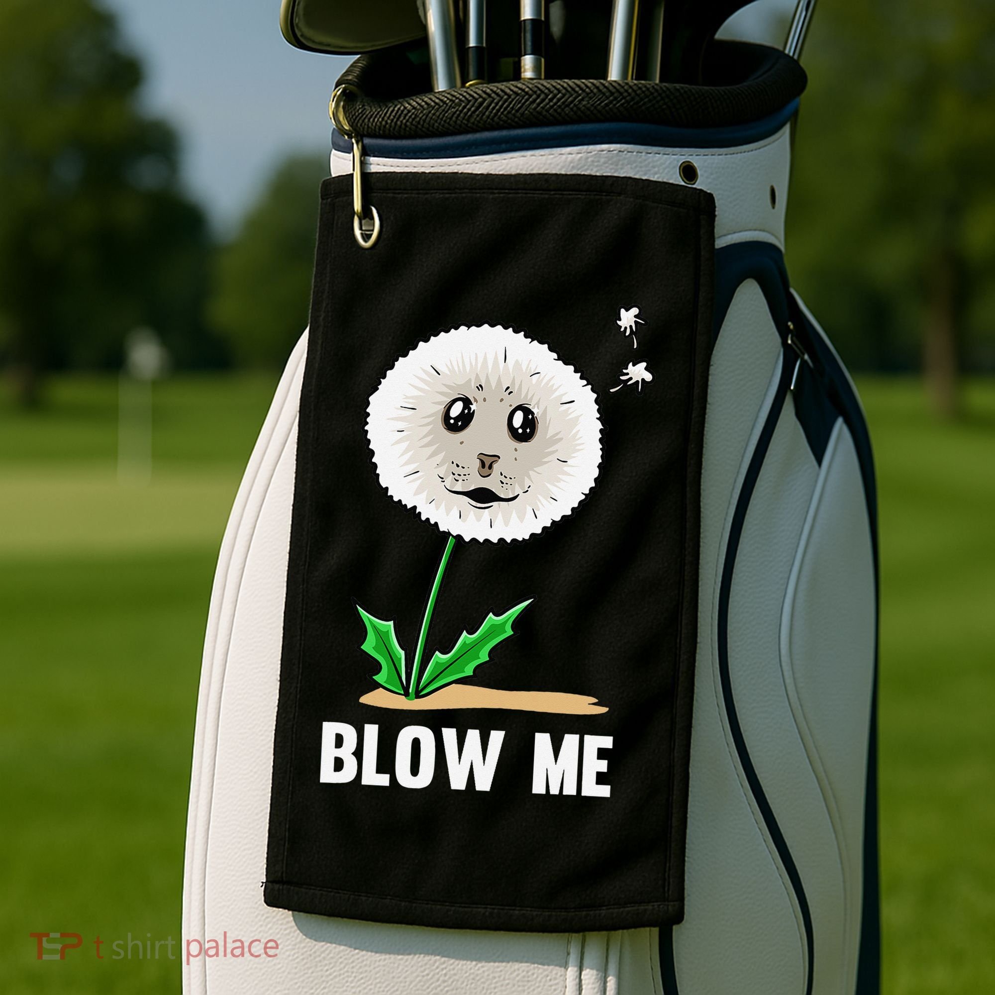 Funny Blow Me Seal Face Dandelion Meme Golf Towel