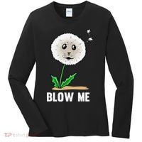 Funny Blow Me Seal Face Dandelion Meme Women's Long Sleeve Shirt thumb 0