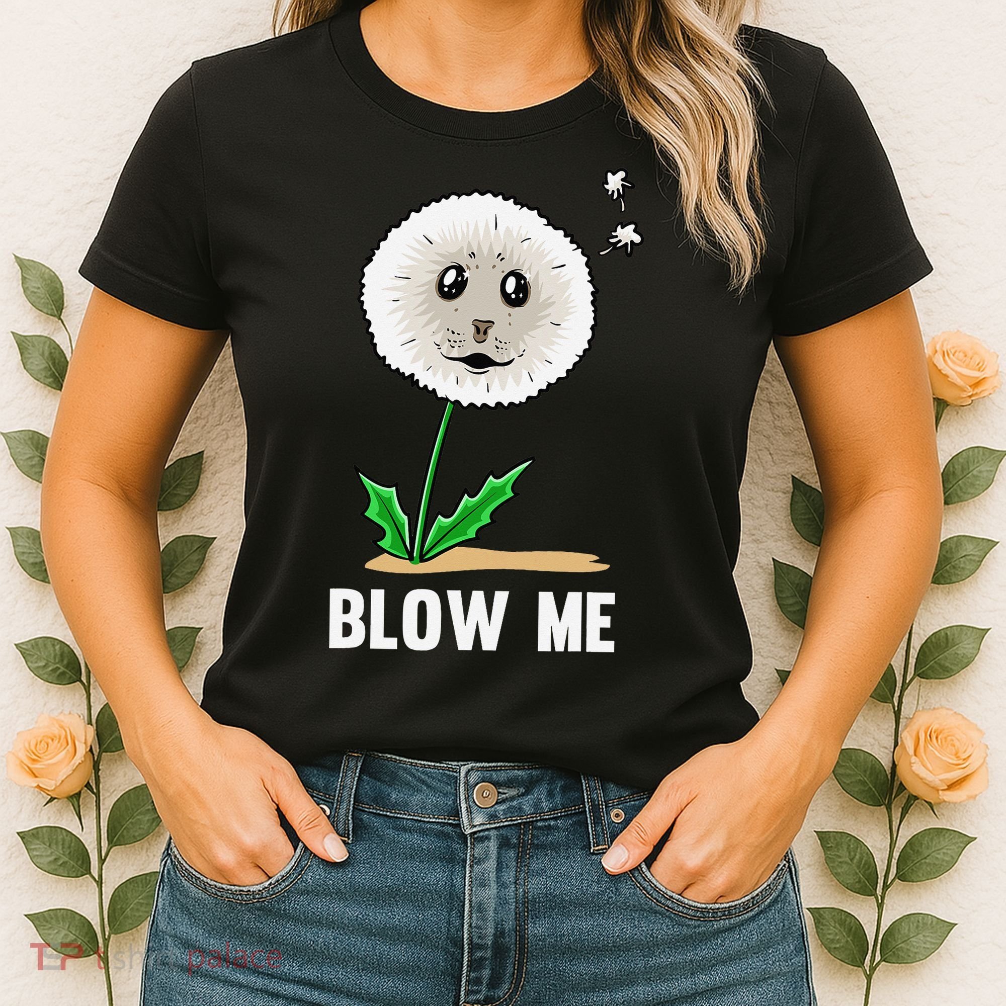 Funny Blow Me Seal Face Dandelion Meme Women's T-Shirt