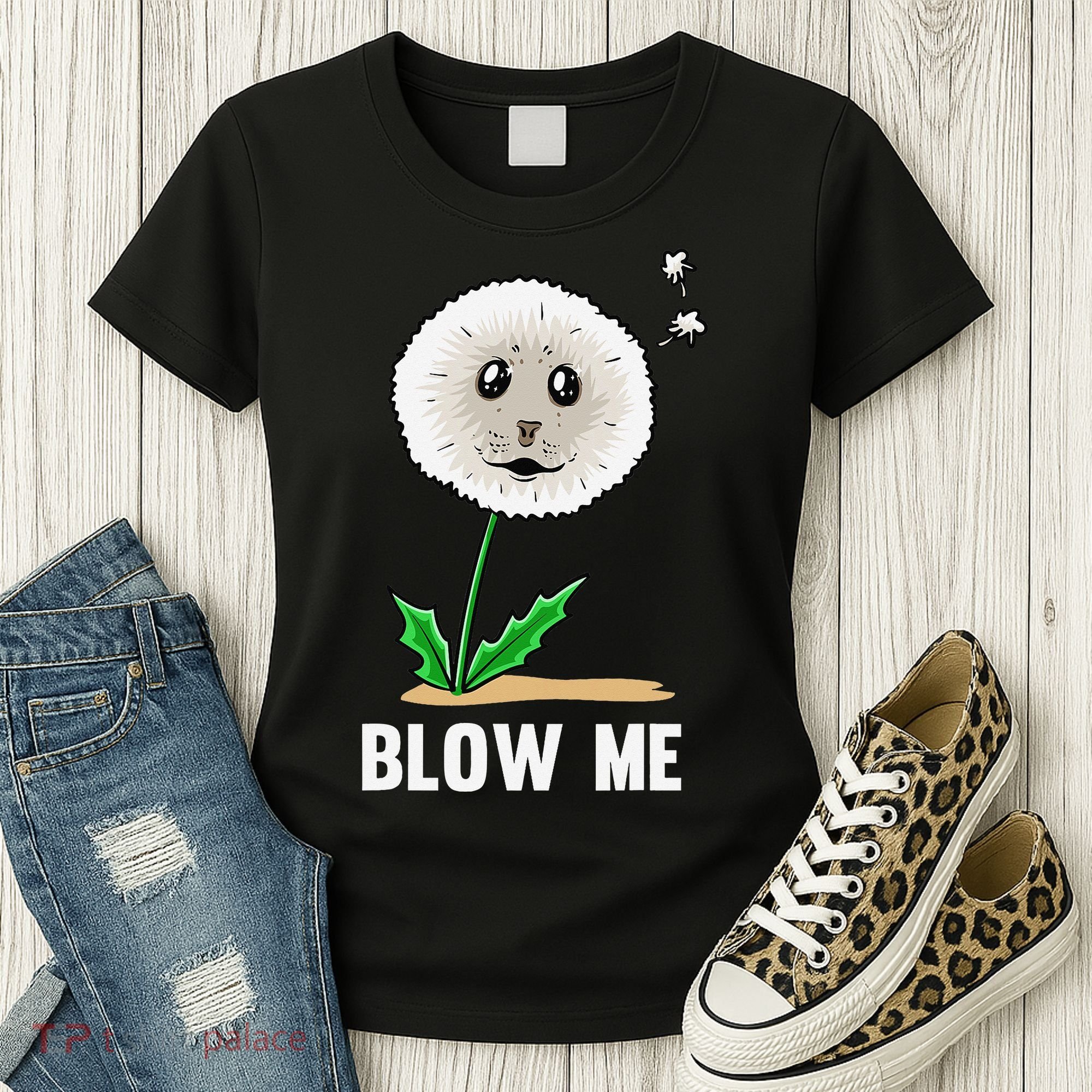 Funny Blow Me Seal Face Dandelion Meme Women's T-Shirt
