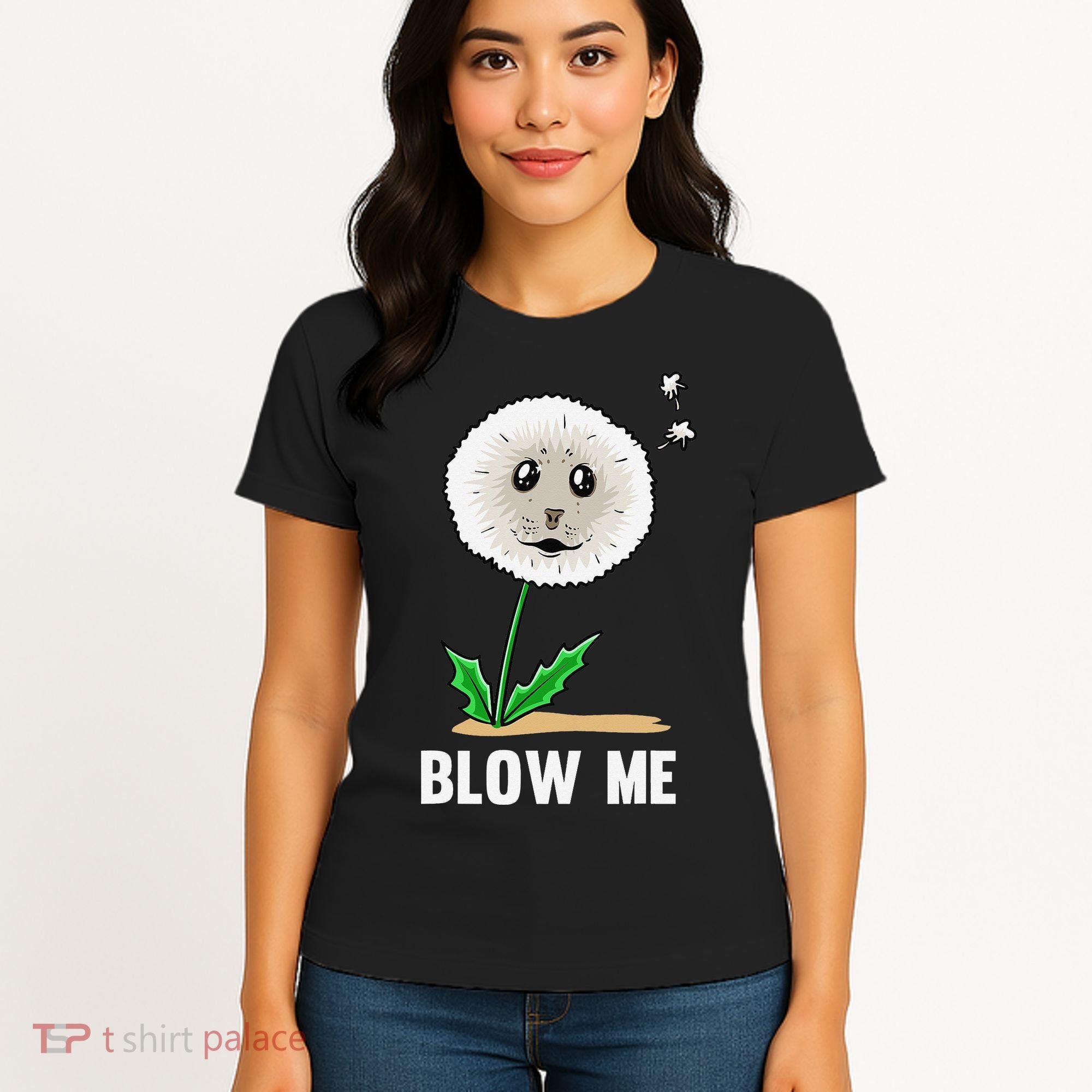 Funny Blow Me Seal Face Dandelion Meme Women's T-Shirt